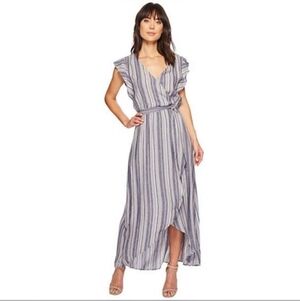 Splendid Chambray Multi Stripe Tulip Sleeve Dress S